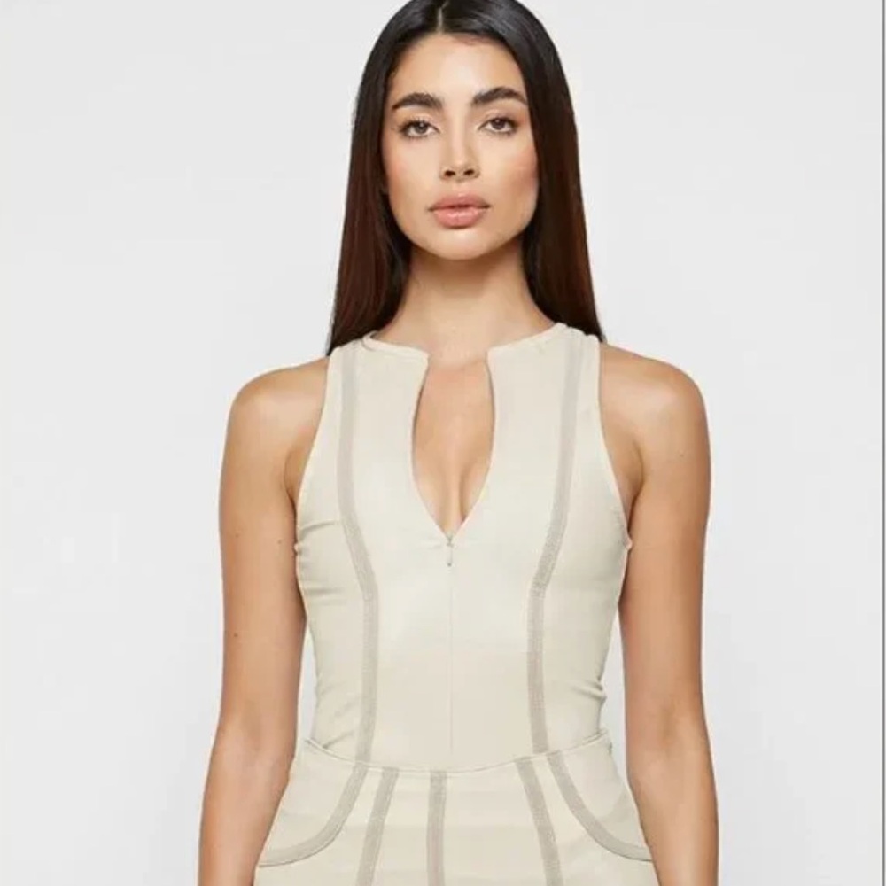 Maniere de voir Racer back bodysuit beige leather